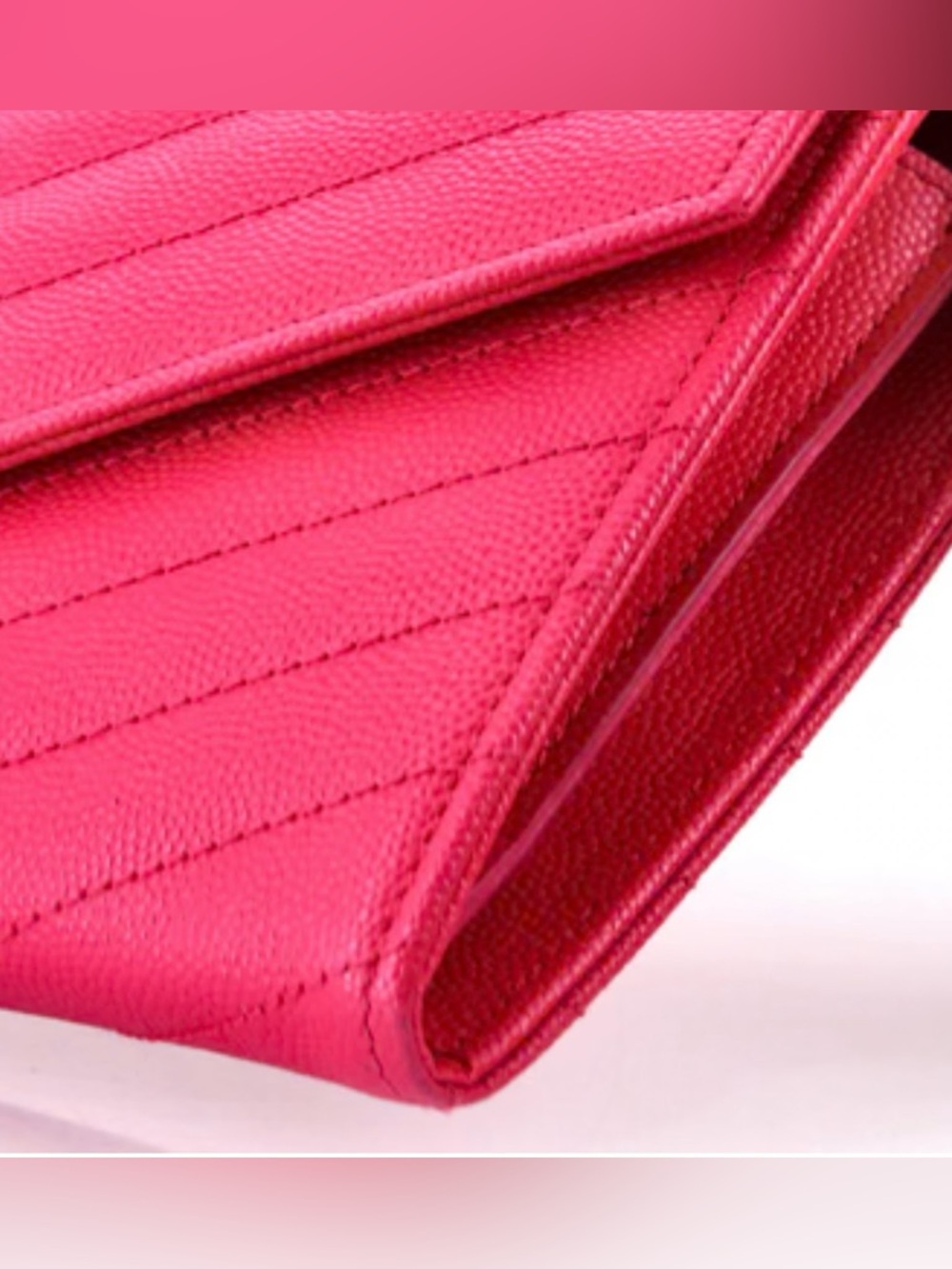 Yves Saint Laurent Pink Quilted Leather Chain Wallet with Gold Hardware - Picture 5 of 10